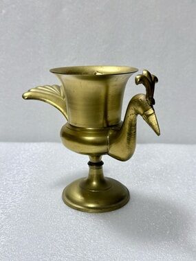 Vintage Brass Peacock Vase Figurine